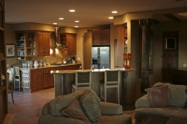 Chefs Kitchen open to Living Room and Breakfast 