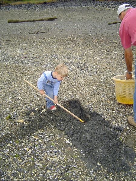 Low tide claming