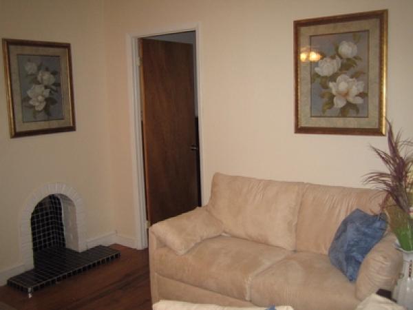 Living Room with decorative fireplace